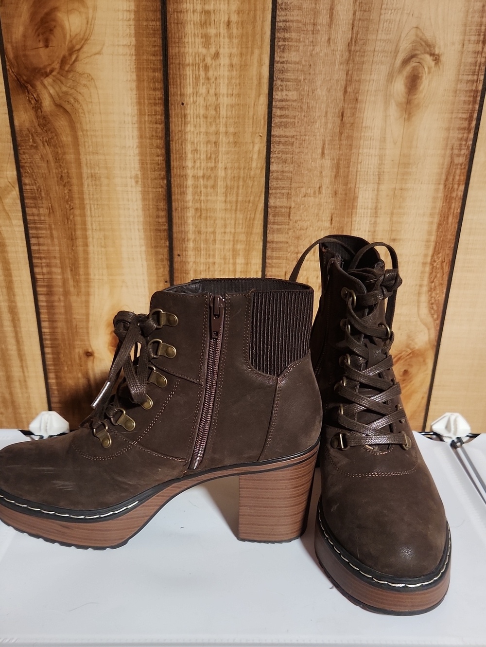 Pierre Dumas Dark Brown Lace-Up Heeled Booties